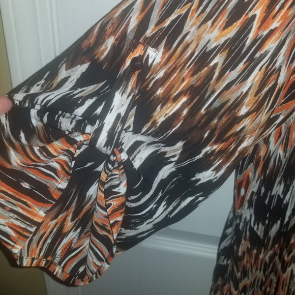 Cato 22/24 Black/White/Brown/Orange Blouse - Picture 3 of 8